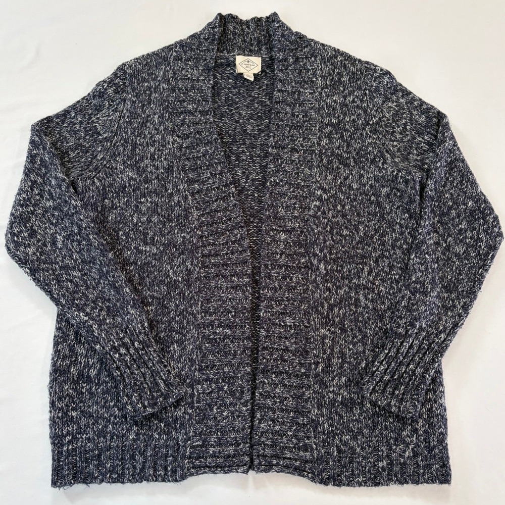 St Johns Bay Womens Large Purple/Deep Blue Open Front Shawl Collar Cardigan